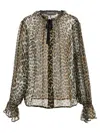 Ganni Printed Viscose Chiffon Tie String Shirt Shirts Animalier In Animal Print