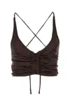 Ganni Brown Criss-cross Camisole In Dark