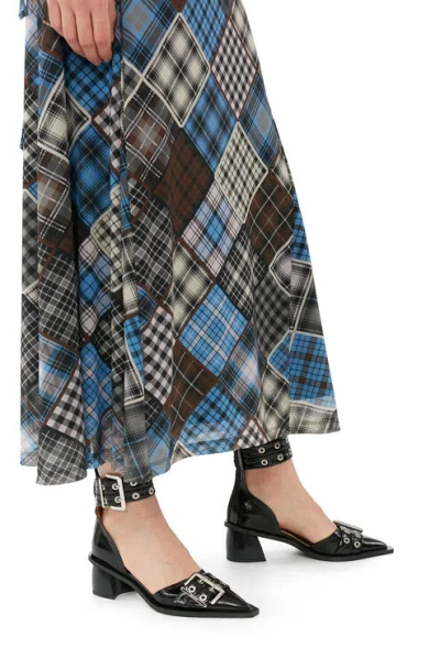 Ganni Chunky Buckle Open Cut Pumps In Black