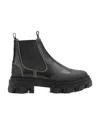 Ganni Contrast-stitching Low Chelsea Boots In Black