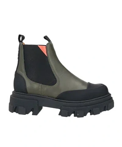 Ganni Chunky Colour-block Ankle Boots In Green