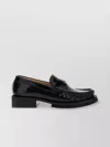 Ganni Chunky Heel Glossy Finish Moc Toe Loafers