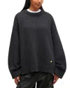 Ganni Chunky Mixed Wool-blend Crewneck Sweater In Black