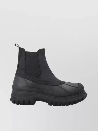 Ganni Chunky Sole Embossed Outdoor Chelsea Boots In Black