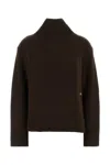 Ganni Chunky Yak Mix Open Back Pullover In Brown