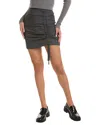 Ganni Ruched Pinstriped Twill Mini Skirt In Grey