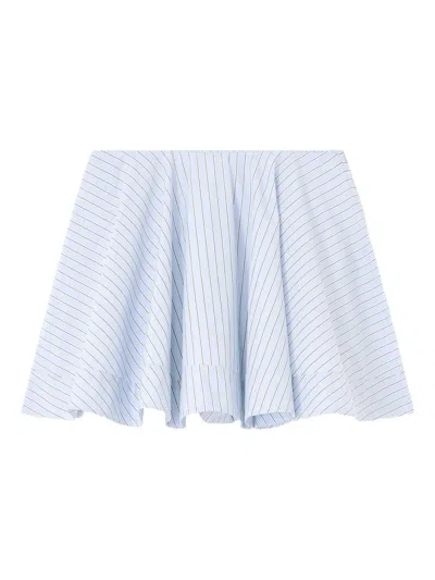 Ganni Mini Skirt Stripe Cotton Circle In Blue