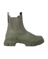 Ganni Womens Khaki City Recycled Rubber-blend Chelsea Boots In Green
