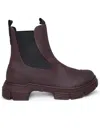 Ganni Recycled Rubber Heeled City Boot In Red