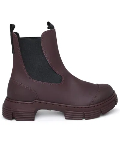 Ganni Recycled Rubber Heeled City Boot In Red