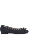 Ganni Blu Navy Ballerina Flats Embellished With Silver Studs In Black