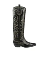 Ganni Classic Solid Color Denim Boots In Black