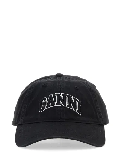 Ganni Classic Visor Hat In Black
