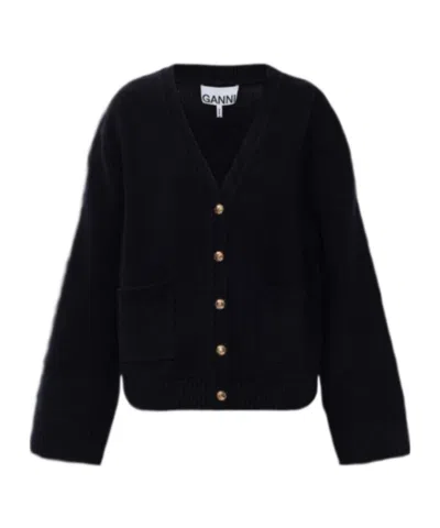 Ganni Classic Wool Cardigan In Black