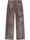 Ganni Red Foil Denim Andi Cargo Jeans