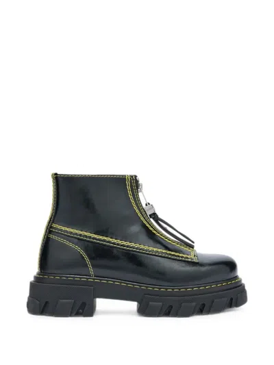Ganni Cleated Boots In Black