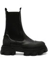 Ganni Cleated Faux-leather Chelsea Boots In Black