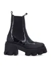 Ganni Patent-leather Platform Chelsea Boots In Black