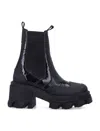 Ganni Cleated Heeled Mid Chelsea Boots In Black