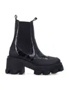 Ganni Cleated Heeled Mid Chelsea Boots In Black