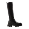 Ganni 50mm Crocodile-embossed Knee-high Boots In Black