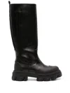 Ganni Cleated High Tubular Boot In Black