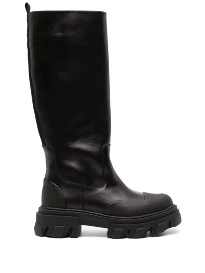 Ganni Cleated High Tubular Boot In Black