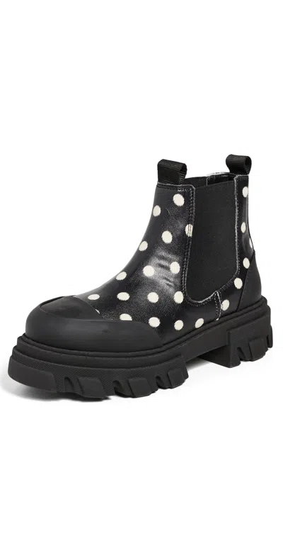 Ganni Cleated Low Chelsea Boots In Printed Pelinova Black