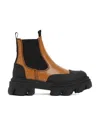 Ganni Brown Cleated Low Chelsea Boots In Black