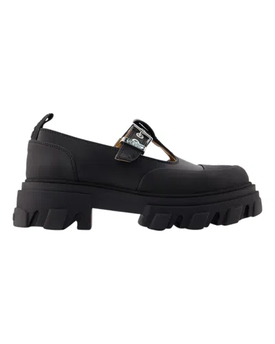 Ganni Women Cleated Mary-jane Shoes In Black