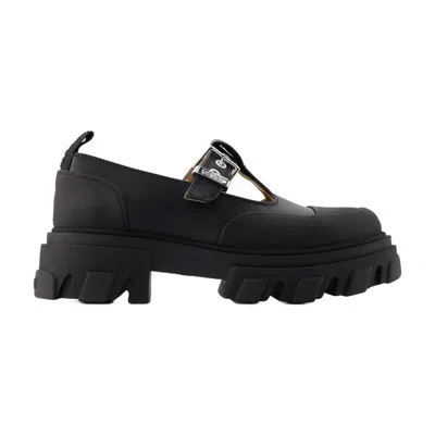 Ganni Women Cleated Mary-jane Shoes In Black