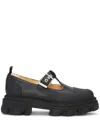 Ganni Women Cleated Mary-jane Shoes In Black