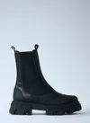 Ganni Cleated Chelsea Boots In Olive Leather In Black
