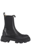 Ganni Mid Chunky Leather Chelsea Boots In Black