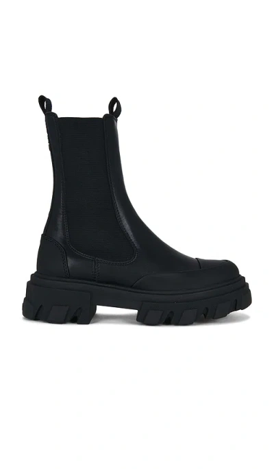 Ganni Cleated Mid Chelsea Boot In Black