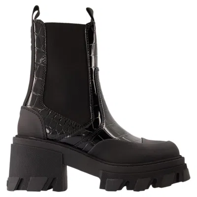 GANNI CLEATED MID CHELSEA BOOTS - GANNI - SYNTHETIC LEATHER - BLACK