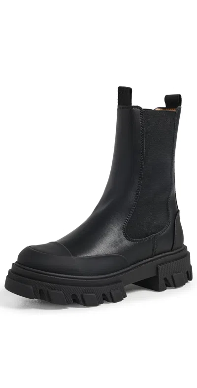 Ganni Cleated Mid Chelsea Boots Black