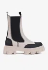 Ganni Cleated Faux-leather Chelsea Boots In Taupe
