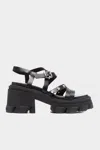 Ganni Black Leather Cleated Sandals