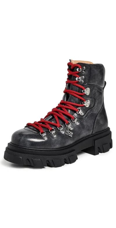 GANNI CLEATED VINTAGE MOUNTAIN BOOTS EBONY