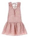 Ganni Pink Textured Cloqué Mini Dress In Color Carne Y Neutral