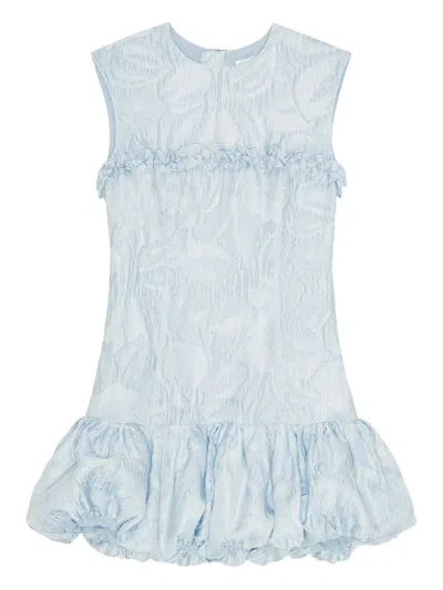 Ganni Womens Soft Chambray Cloque Corset Textured Woven Mini Dress In Blue