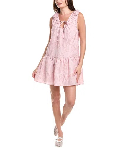 Ganni Cloque Mini Dress In Pink