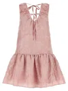 Ganni Pink Textured Cloqué Mini Dress In Pink