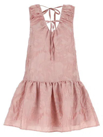 Ganni Cloqué Texture Dress Dresses Pink