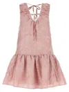 Ganni Pink Textured Cloqué Mini Dress In Pink
