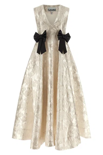 GANNI 'CLOQUE V-NECK' DRESS