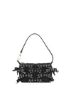 Ganni 'butterfly' Black Small Shoulder Bag With Eyel Detail And Bow Detail In Black