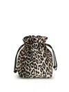 Ganni Bucket Pouch With Leopard Print In Animal Print