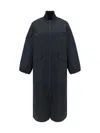 Ganni Womens Black Seersucker Longline Oversized Recycled-polyester Coat In Black